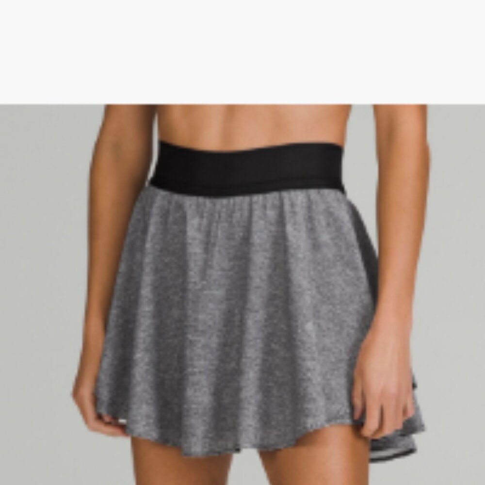LULUEMON Court Rival High-Rise Tennis Skirt Heather Lux Multi Black Grey NWT 4 - Picture 2 of 5